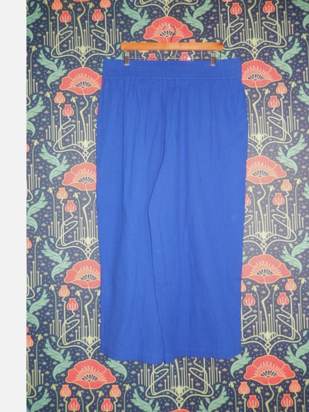 Boden Blue Wide Leg Cropped Double Cloth Cotton Gauze Trousers Pants New 16/18 - Picture 6 of 6